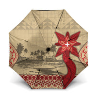 Tonga Language Week Umbrella Tribal Cross Ngatu Floral Pattern