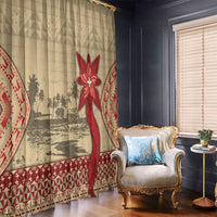 Tonga Language Week Window Curtain Tribal Cross Ngatu Floral Pattern