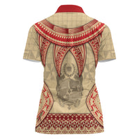 Tonga Language Week Women Polo Shirt Tribal Cross Ngatu Floral Pattern