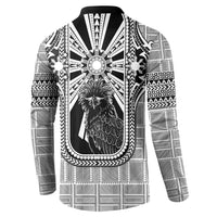 Mabuhay Philippines Festival Button Sweatshirt Philippine Eagle Sun Three Stars Barong Pattern DT05 - Polynesian Pride