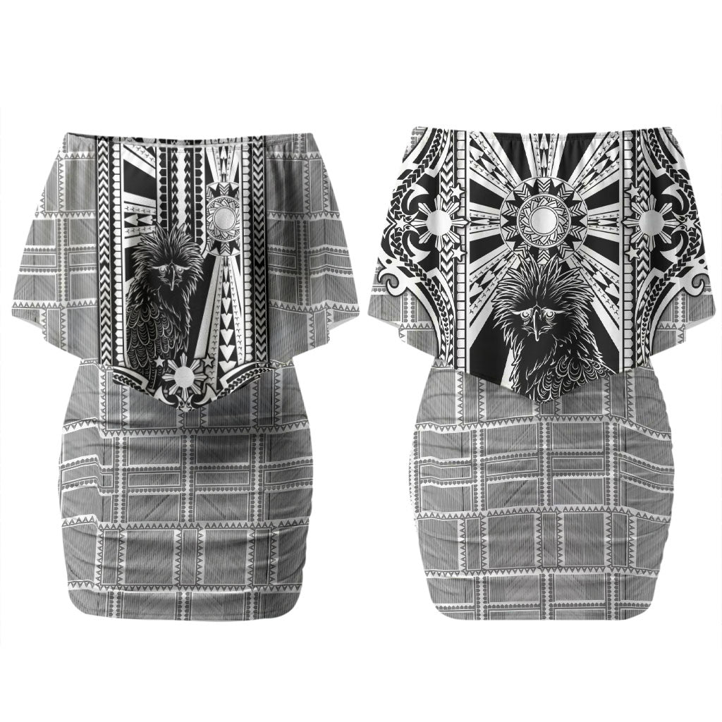 Mabuhay Philippines Festival Couples Matching Off Shoulder Short Dress and Hawaiian Shirt Philippine Eagle Sun Three Stars Barong Pattern DT05 - Polynesian Pride