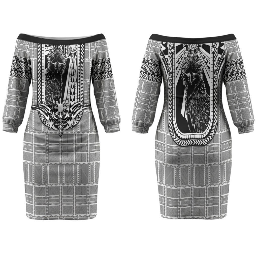Mabuhay Philippines Festival Couples Matching Off The Shoulder Long Sleeve Dress and Hawaiian Shirt Philippine Eagle Sun Three Stars Barong Pattern DT05 - Polynesian Pride