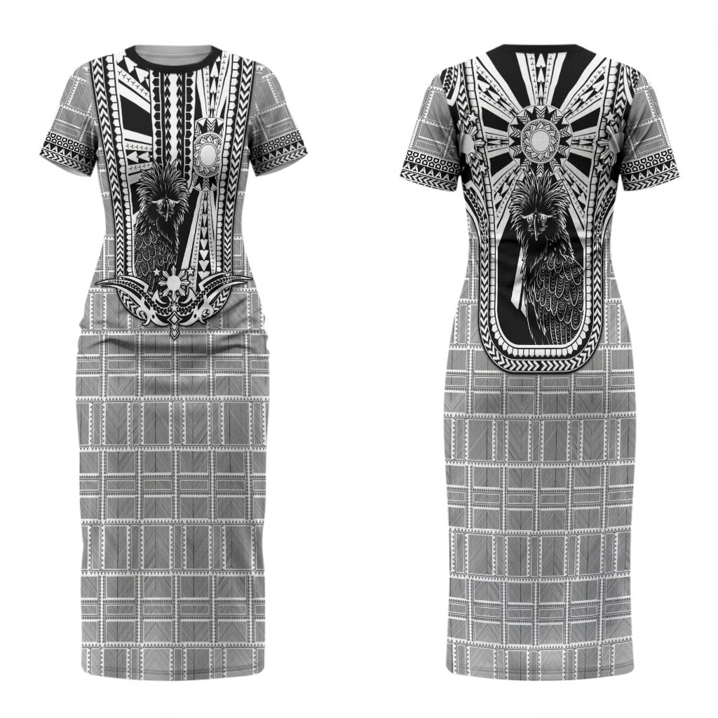 Mabuhay Philippines Festival Couples Matching Short Sleeve Bodycon Dress and Hawaiian Shirt Philippine Eagle Sun Three Stars Barong Pattern DT05 - Polynesian Pride