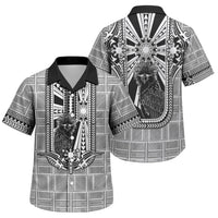 Mabuhay Philippines Festival Family Matching Puletasi and Hawaiian Shirt Philippine Eagle Sun Three Stars Barong Pattern DT05 Son's Shirt Gray - Polynesian Pride