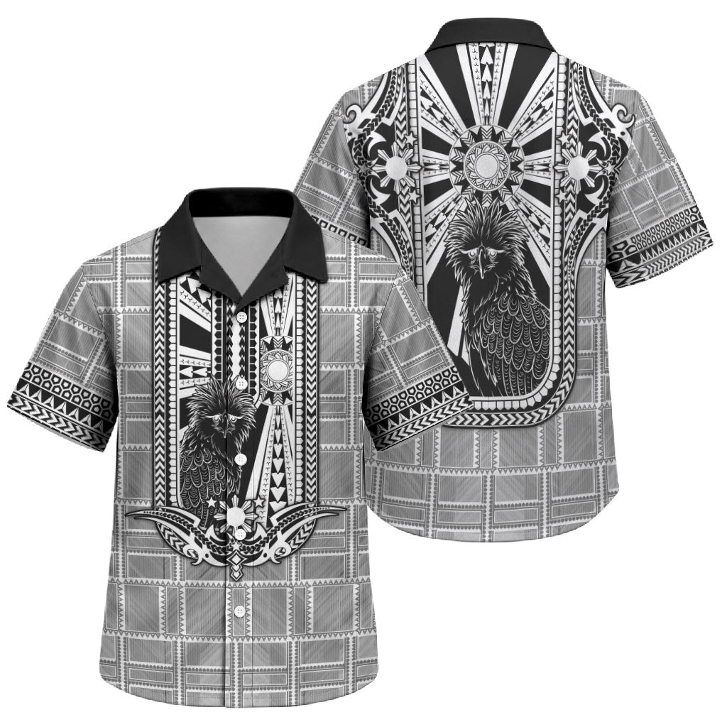 Mabuhay Philippines Festival Family Matching Short Sleeve Bodycon Dress and Hawaiian Shirt Philippine Eagle Sun Three Stars Barong Pattern DT05 Son's Shirt Gray - Polynesian Pride