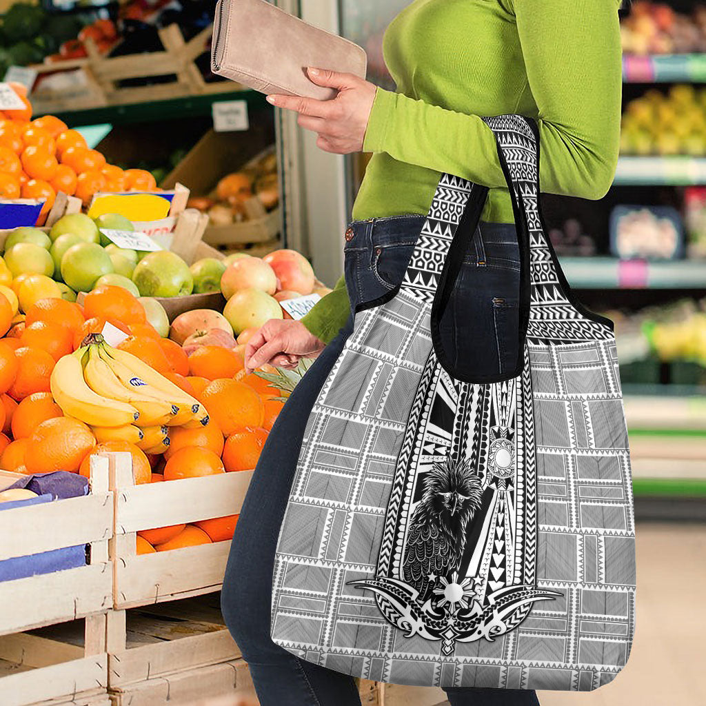 Mabuhay Philippines Festival Grocery Bag Philippine Eagle Sun Three Stars Barong Pattern DT05 - Polynesian Pride