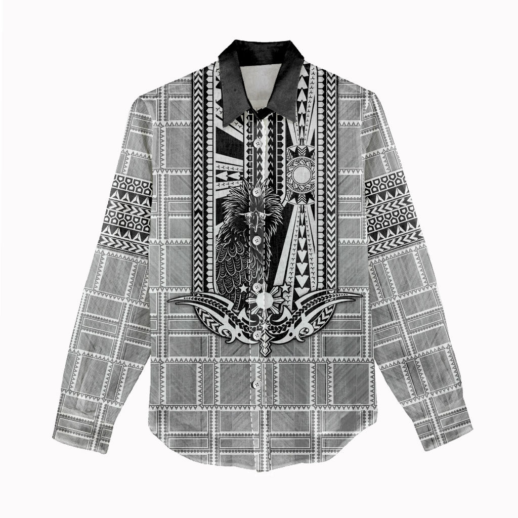 Mabuhay Philippines Festival Women Casual Shirt Philippine Eagle Sun Three Stars Barong Pattern DT05 - Polynesian Pride