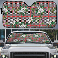 Red Binakol Motifs With Jasminum Sambac Auto Sun Shade Mabuhay Philippines Festival DT05 Red - Polynesian Pride