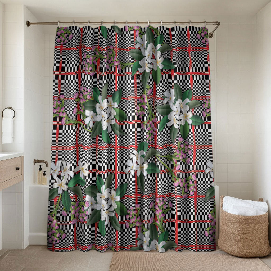 Red Binakol Motifs With Jasminum Sambac Bathroom Set Mabuhay Philippines Festival DT05 Shower Curtain Only Red - Polynesian Pride