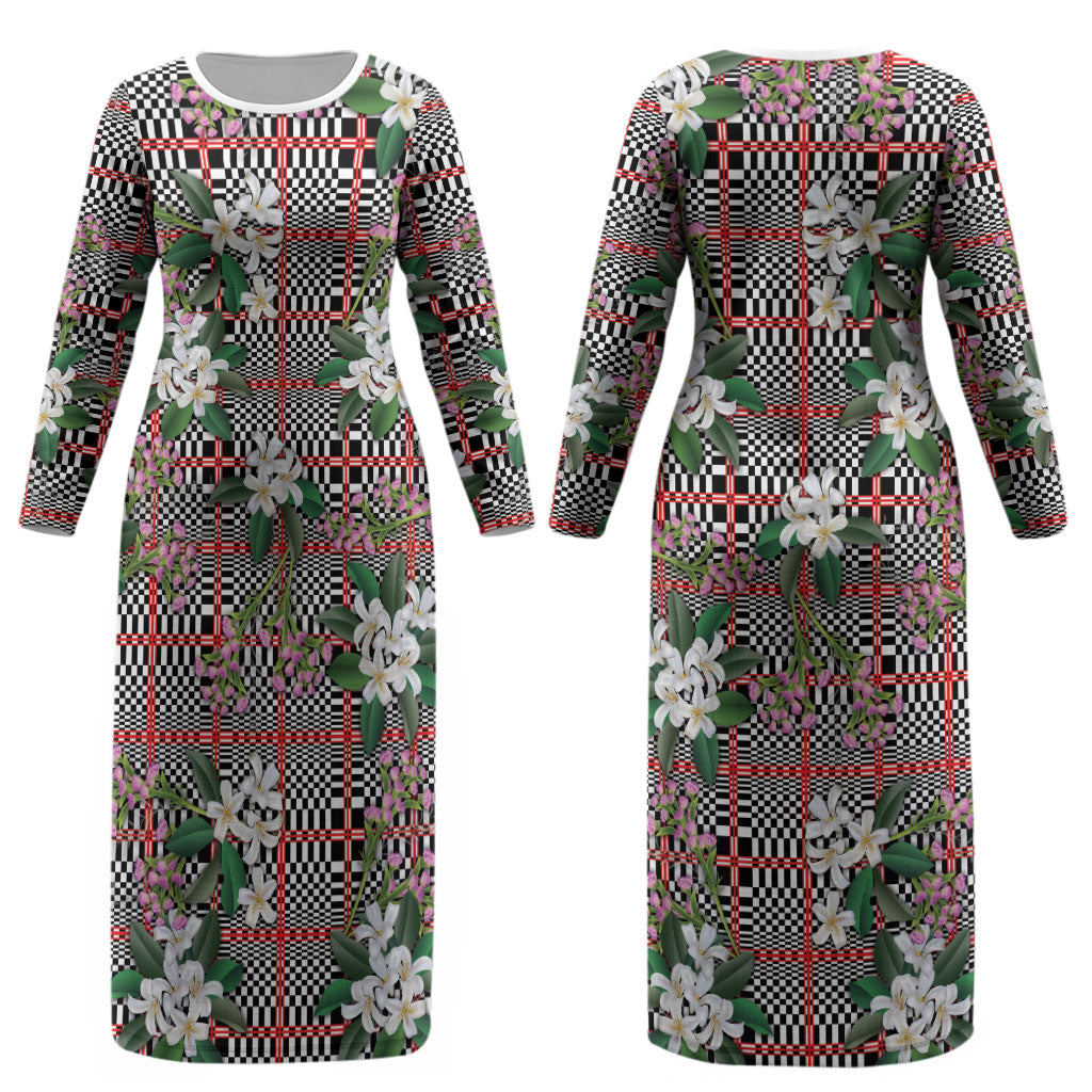 Red Binakol Motifs With Jasminum Sambac Couples Matching Long Sleeve Bodycon Dress and Hawaiian Shirt Mabuhay Philippines Festival DT05 - Polynesian Pride