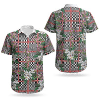 Red Binakol Motifs With Jasminum Sambac Couples Matching Off The Shoulder Long Sleeve Dress and Hawaiian Shirt Mabuhay Philippines Festival DT05 - Polynesian Pride
