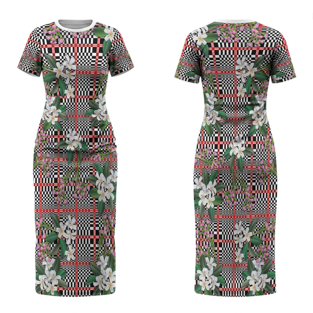 Red Binakol Motifs With Jasminum Sambac Couples Matching Short Sleeve Bodycon Dress and Hawaiian Shirt Mabuhay Philippines Festival DT05 - Polynesian Pride