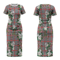 Red Binakol Motifs With Jasminum Sambac Couples Matching Short Sleeve Bodycon Dress and Hawaiian Shirt Mabuhay Philippines Festival DT05 - Polynesian Pride