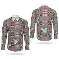 Red Binakol Motifs With Jasminum Sambac Couples Matching Summer Maxi Dress and Long Sleeve Button Shirt Mabuhay Philippines Festival DT05 - Polynesian Pride
