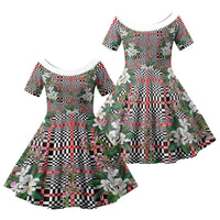 Red Binakol Motifs With Jasminum Sambac Family Matching Puletasi and Hawaiian Shirt Mabuhay Philippines Festival DT05 Daughter's Dress Red - Polynesian Pride