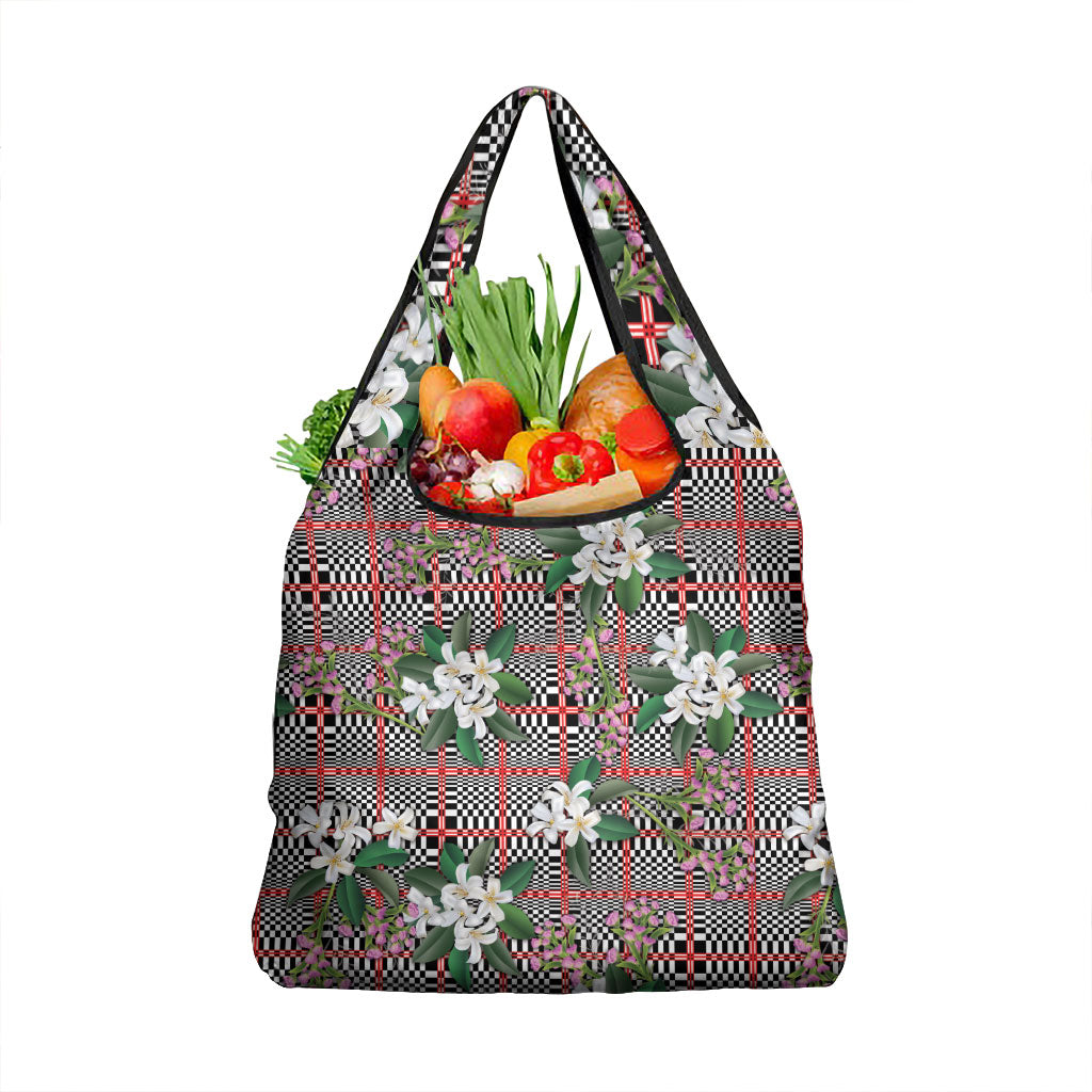 Red Binakol Motifs With Jasminum Sambac Grocery Bag Mabuhay Philippines Festival