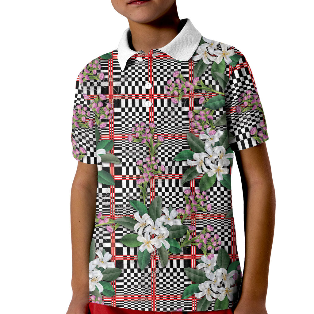 Red Binakol Motifs With Jasminum Sambac Kid Polo Shirt Mabuhay Philippines Festival DT05 Kid Red - Polynesian Pride