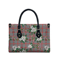 Red Binakol Motifs With Jasminum Sambac Leather Bag Mabuhay Philippines Festival DT05 - Polynesian Pride