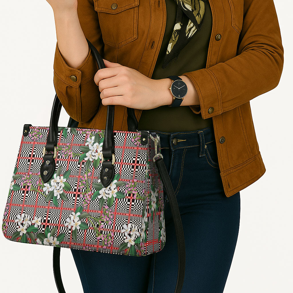 Red Binakol Motifs With Jasminum Sambac Leather Bag Mabuhay Philippines Festival DT05 - Polynesian Pride