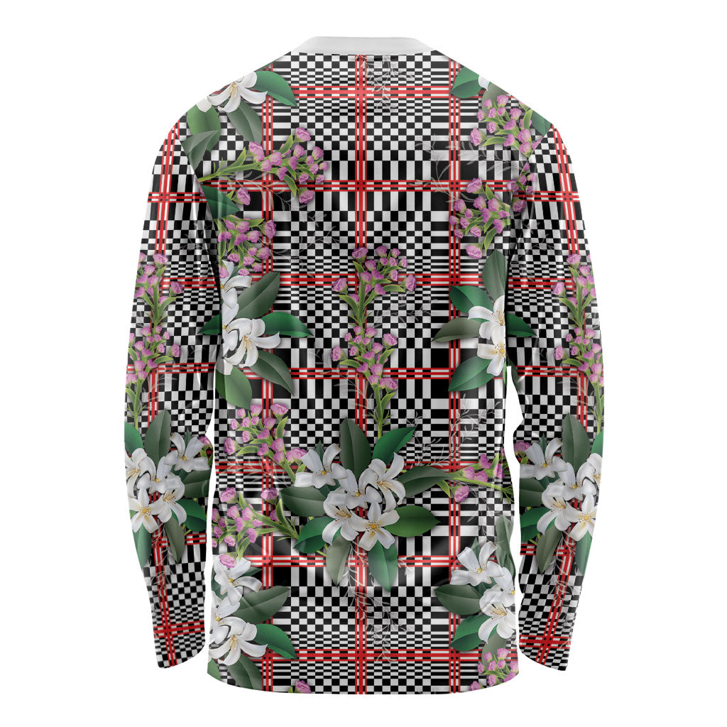 Red Binakol Motifs With Jasminum Sambac Long Sleeve Shirt Mabuhay Philippines Festival DT05 - Polynesian Pride