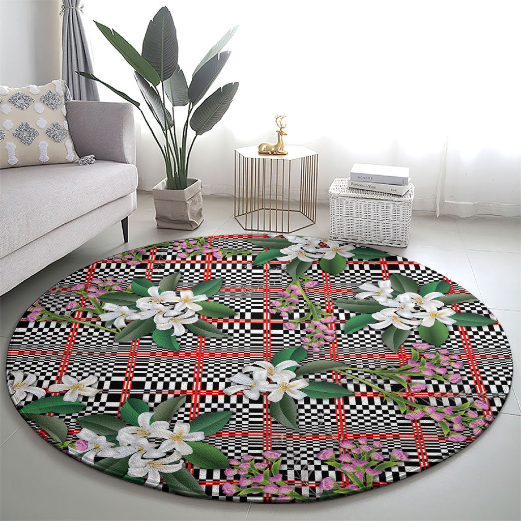 Red Binakol Motifs With Jasminum Sambac Round Carpet Mabuhay Philippines Festival DT05 - Polynesian Pride