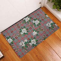 Red Binakol Motifs With Jasminum Sambac Rubber Doormat Mabuhay Philippines Festival DT05 - Polynesian Pride