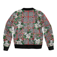 Red Binakol Motifs With Jasminum Sambac Sleeve Zip Bomber Jacket Mabuhay Philippines Festival DT05 - Polynesian Pride