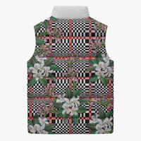 Red Binakol Motifs With Jasminum Sambac Sleeveless Puffer Jacket Mabuhay Philippines Festival DT05 - Polynesian Pride
