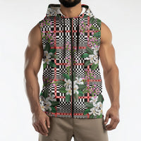 Red Binakol Motifs With Jasminum Sambac Sleeveless Zip Hoodie Mabuhay Philippines Festival DT05 - Polynesian Pride