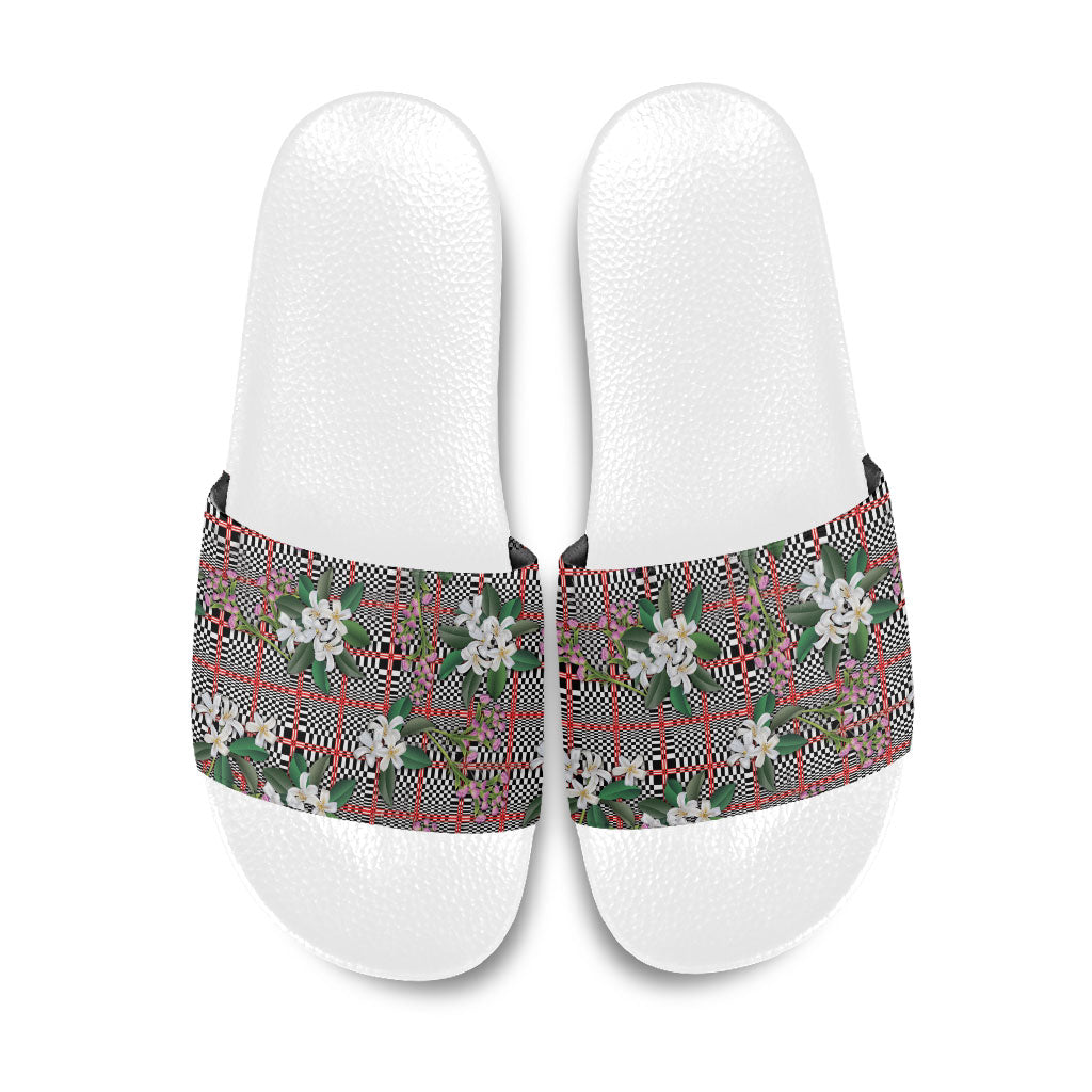 Red Binakol Motifs With Jasminum Sambac Slide Sandals Mabuhay Philippines Festival DT05 Red - Polynesian Pride