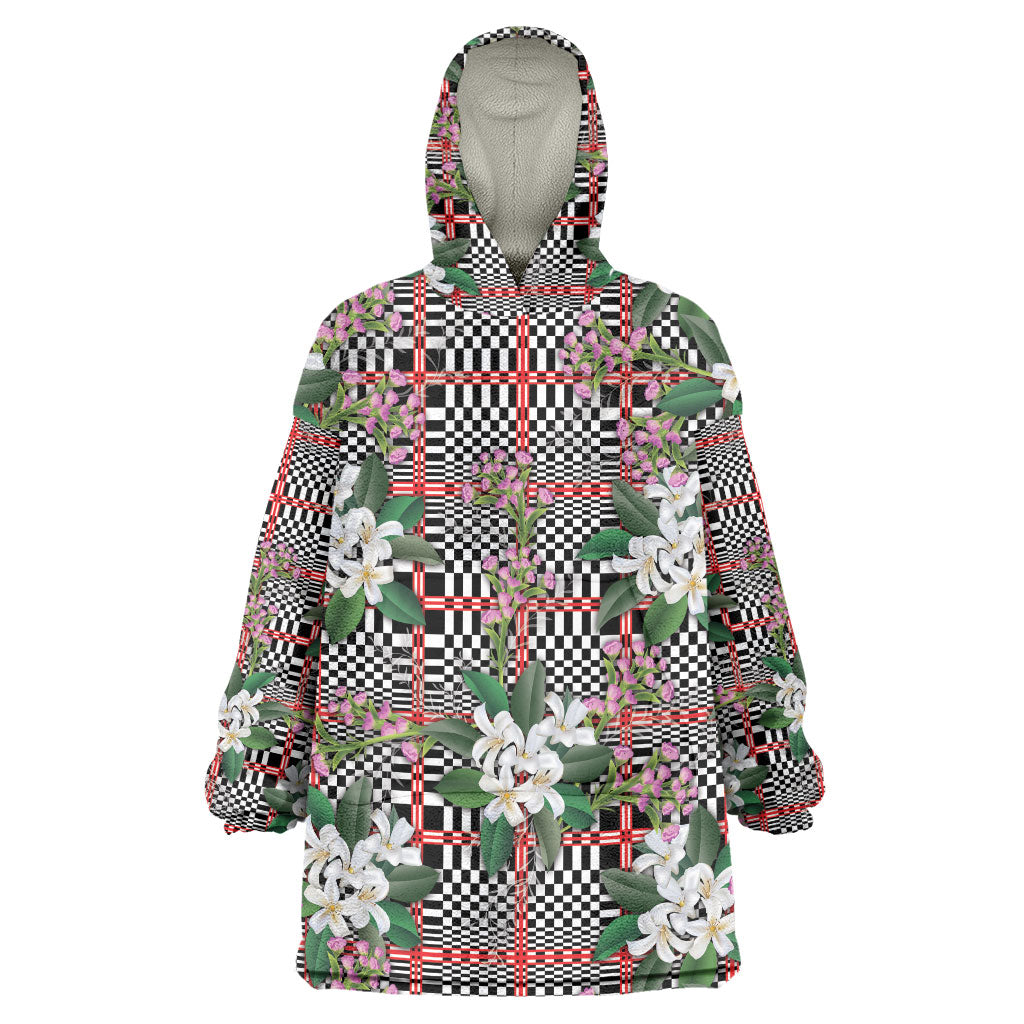 Red Binakol Motifs With Jasminum Sambac Wearable Blanket Hoodie Mabuhay Philippines Festival DT05 One Size Red - Polynesian Pride