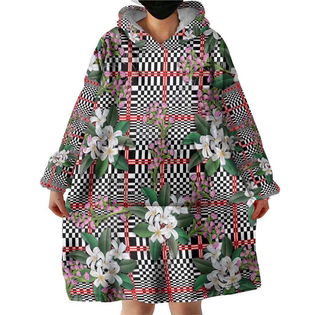 Red Binakol Motifs With Jasminum Sambac Wearable Blanket Hoodie Mabuhay Philippines Festival DT05 - Polynesian Pride