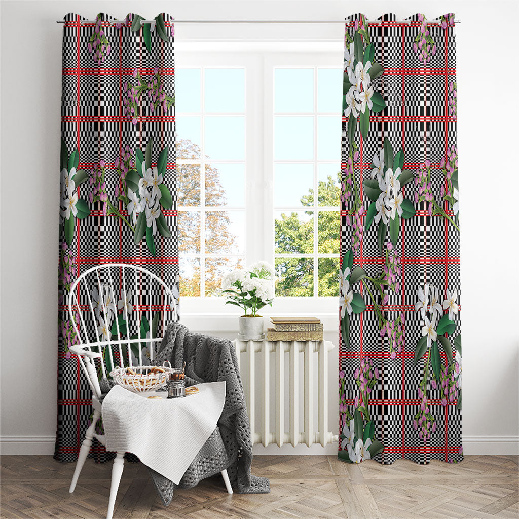 Red Binakol Motifs With Jasminum Sambac Window Curtain Mabuhay Philippines Festival DT05 - Polynesian Pride