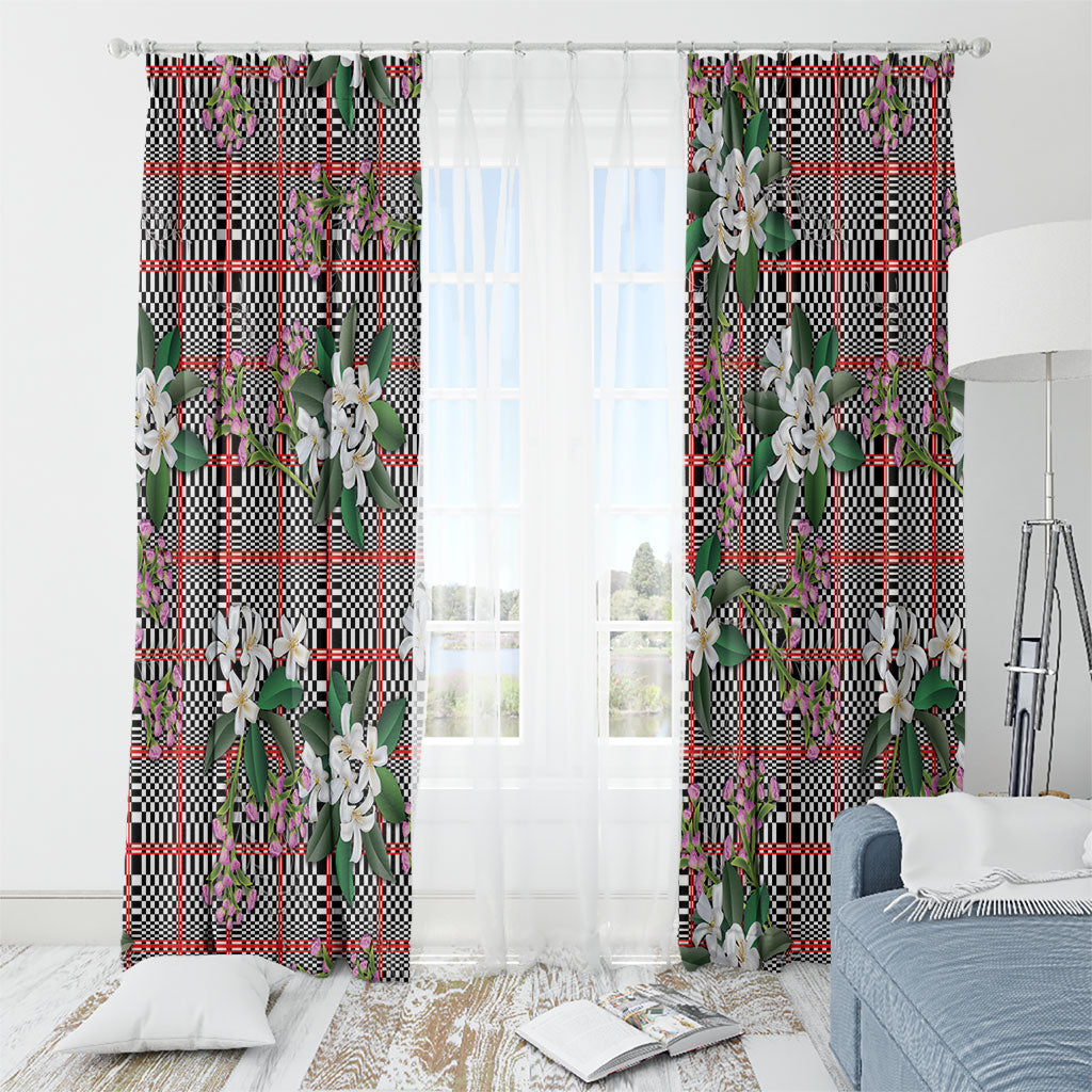Red Binakol Motifs With Jasminum Sambac Window Curtain Mabuhay Philippines Festival DT05 - Polynesian Pride