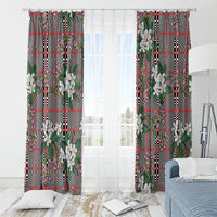Red Binakol Motifs With Jasminum Sambac Window Curtain Mabuhay Philippines Festival DT05 - Polynesian Pride