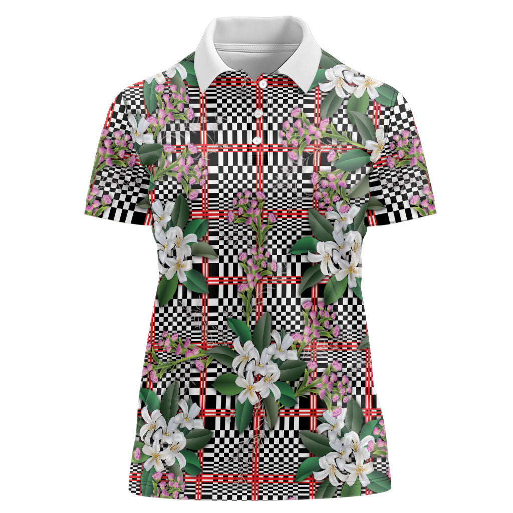 Red Binakol Motifs With Jasminum Sambac Women Polo Shirt Mabuhay Philippines Festival DT05 Female Red - Polynesian Pride