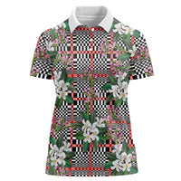 Red Binakol Motifs With Jasminum Sambac Women Polo Shirt Mabuhay Philippines Festival DT05 Female Red - Polynesian Pride