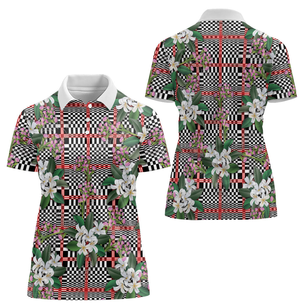 Red Binakol Motifs With Jasminum Sambac Women Polo Shirt Mabuhay Philippines Festival DT05 - Polynesian Pride