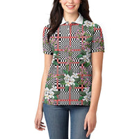 Red Binakol Motifs With Jasminum Sambac Women Polo Shirt Mabuhay Philippines Festival DT05 - Polynesian Pride
