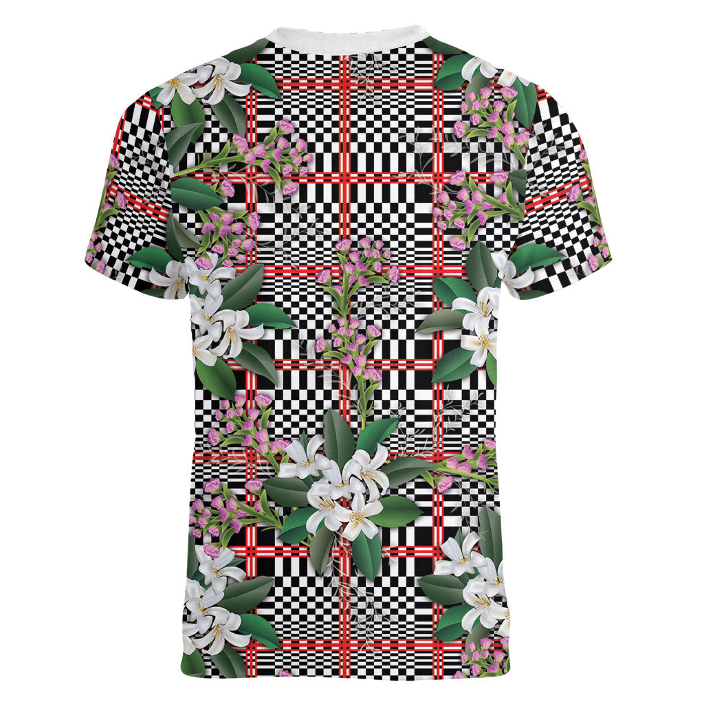 Red Binakol Motifs With Jasminum Sambac Women V-Neck T-Shirt Mabuhay Philippines Festival DT05 - Polynesian Pride