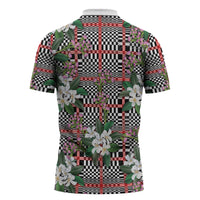 Red Binakol Motifs With Jasminum Sambac Zipper Polo Shirt Mabuhay Philippines Festival DT05 - Polynesian Pride