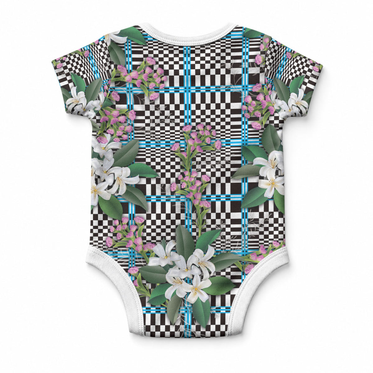 Blue Binakol Motifs With Jasminum Sambac Baby Onesie Mabuhay Philippines Festival