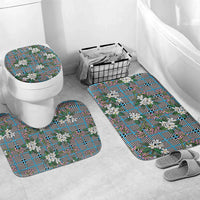 Blue Binakol Motifs With Jasminum Sambac Bathroom Set Mabuhay Philippines Festival DT05 Mat Set Only (3 pcs) One Size Blue - Polynesian Pride