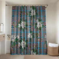 Blue Binakol Motifs With Jasminum Sambac Bathroom Set Mabuhay Philippines Festival DT05 Shower Curtain Only Blue - Polynesian Pride