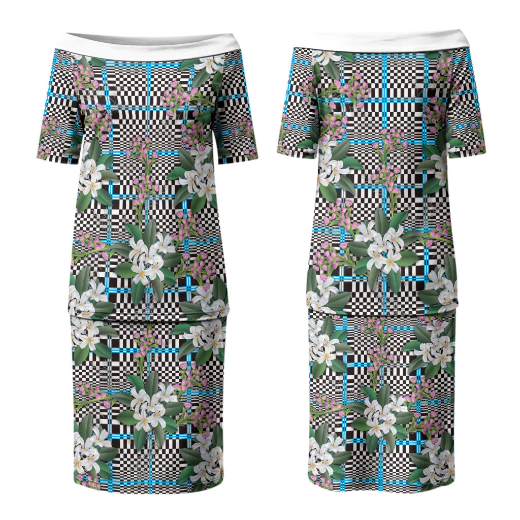 Blue Binakol Motifs With Jasminum Sambac Couples Matching Puletasi and Hawaiian Shirt Mabuhay Philippines Festival DT05 - Polynesian Pride
