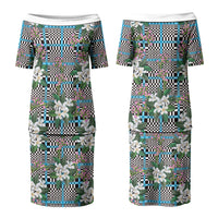 Blue Binakol Motifs With Jasminum Sambac Couples Matching Puletasi and Hawaiian Shirt Mabuhay Philippines Festival DT05 - Polynesian Pride