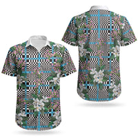 Blue Binakol Motifs With Jasminum Sambac Couples Matching Short Sleeve Bodycon Dress and Hawaiian Shirt Mabuhay Philippines Festival DT05 - Polynesian Pride
