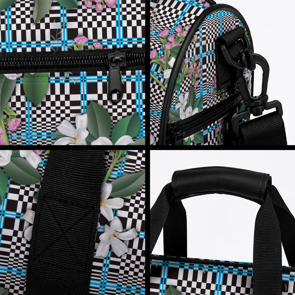 Blue Binakol Motifs With Jasminum Sambac Duffle Bag Mabuhay Philippines Festival
