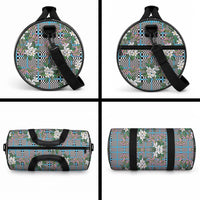 Blue Binakol Motifs With Jasminum Sambac Duffle Bag Mabuhay Philippines Festival