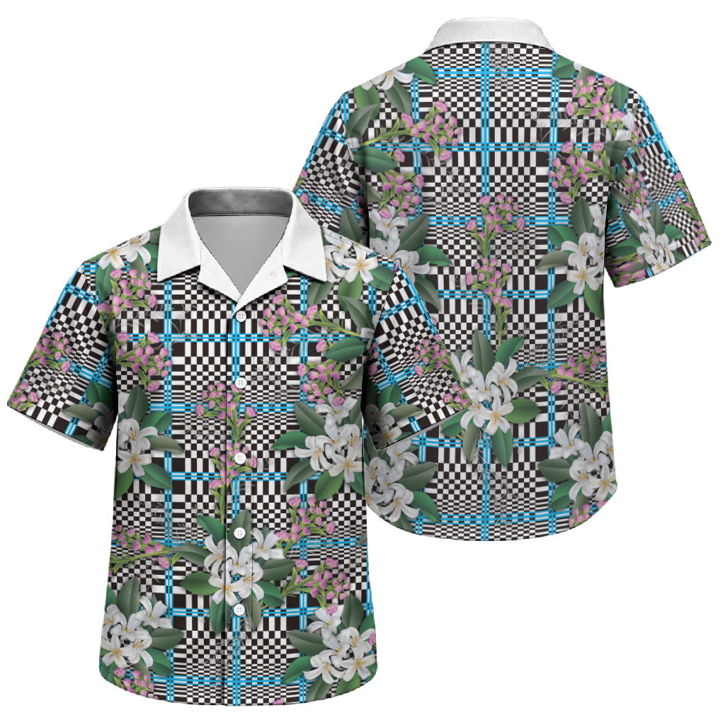 Blue Binakol Motifs With Jasminum Sambac Family Matching Long Sleeve Bodycon Dress and Hawaiian Shirt Mabuhay Philippines Festival DT05 Son's Shirt Blue - Polynesian Pride